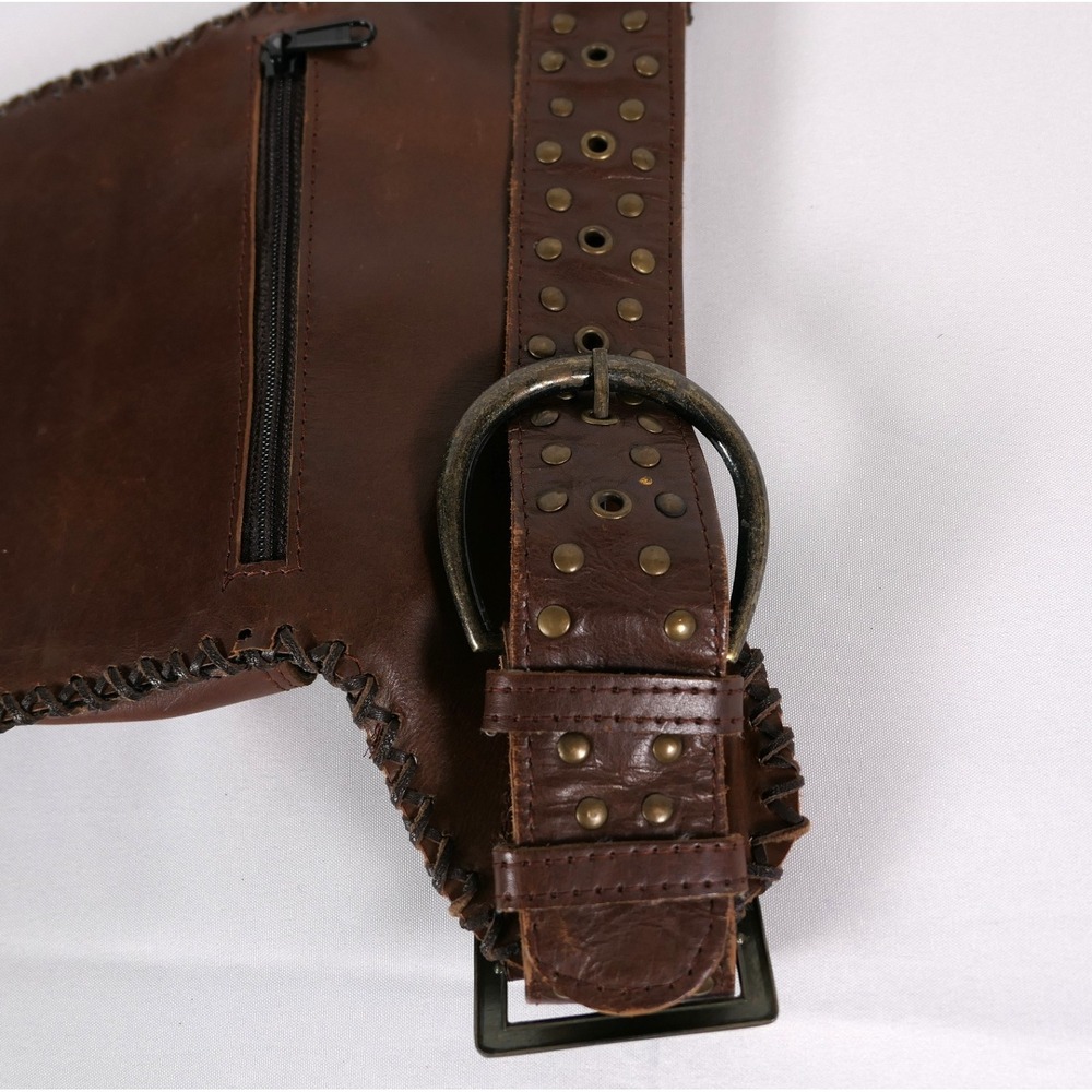 Happy Cow Australia Leather Belted Brass Riveted Waist Bag Fanny Pack‎ Western - Picture 8 of 15